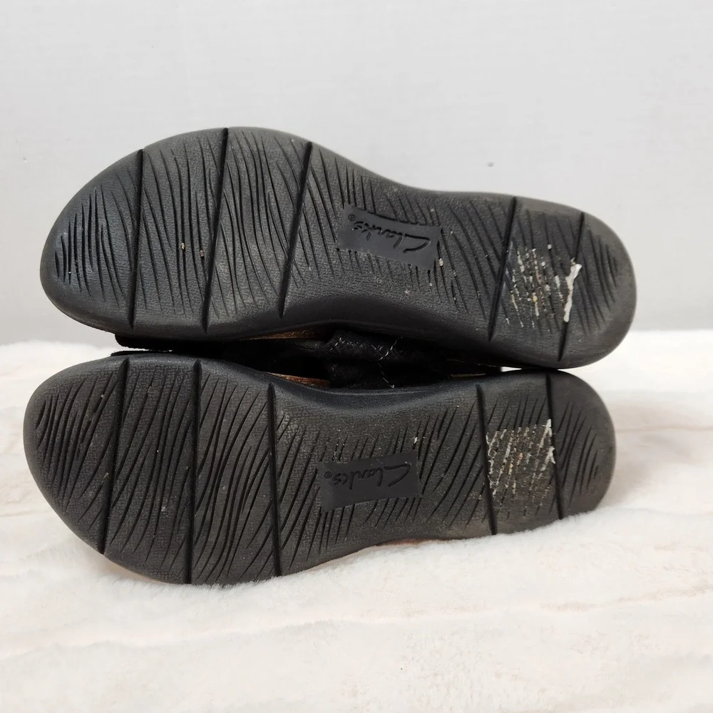 Clarks Collection Womens Mira Tide Black Slide Sandals Sz 8 M  Casual Minimalist